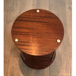 Guéridon en Laiton et Acajou à Double Plateau de la Maison Jansen