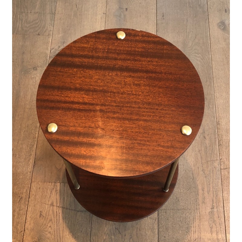 Guéridon en Laiton et Acajou à Double Plateau de la Maison Jansen