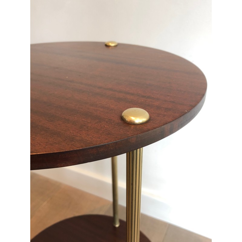 Guéridon en Laiton et Acajou à Double Plateau de la Maison Jansen