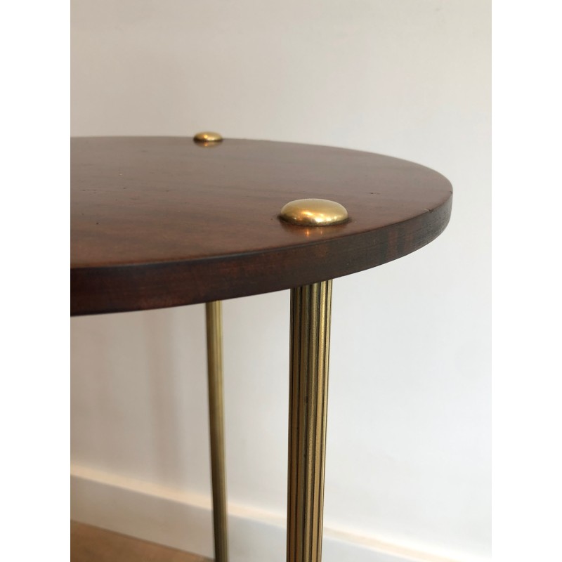 Guéridon en Laiton et Acajou à Double Plateau de la Maison Jansen