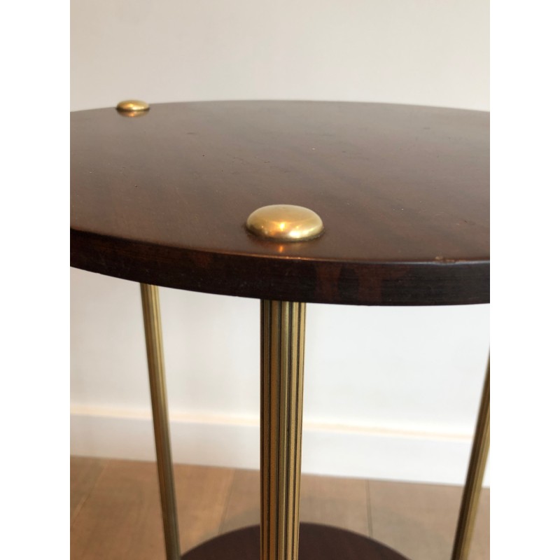 Brass and Mahogany Two Tiers Gueridon by Maison Jansen