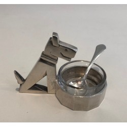 Salière et Poivrière aux Chiens en Métal Argenté et Cristal