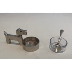 Salière et Poivrière aux Chiens en Métal Argenté et Cristal