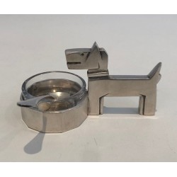 Salière et Poivrière aux Chiens en Métal Argenté et Cristal