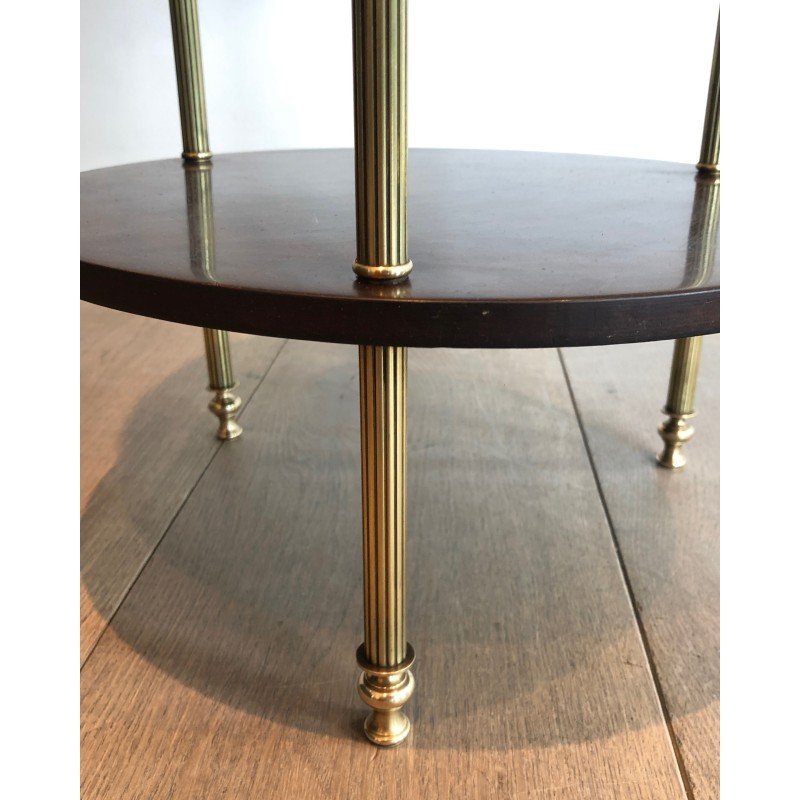 Guéridon en Laiton et Acajou à Double Plateau de la Maison Jansen