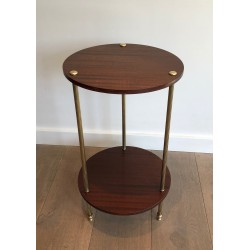 Guéridon en Laiton et Acajou à Double Plateau de la Maison Jansen