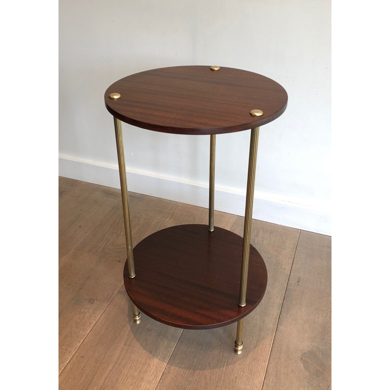 Guéridon en Laiton et Acajou à Double Plateau de la Maison Jansen