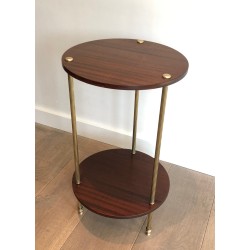 Brass and Mahogany Two Tiers Gueridon by Maison Jansen