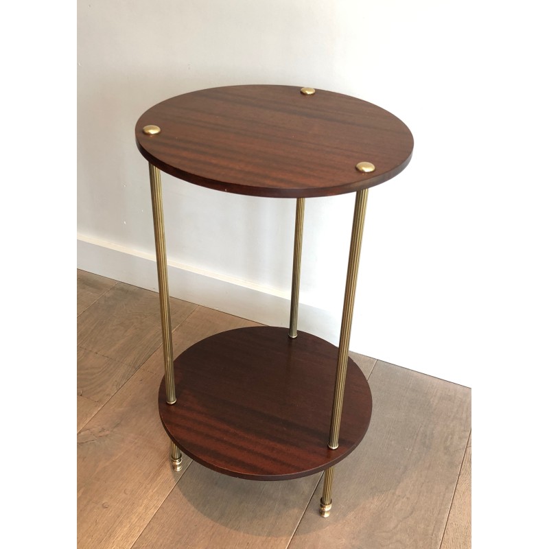 Brass and Mahogany Two Tiers Gueridon by Maison Jansen