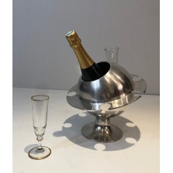 Rare Silver Plated Champagne Bucket with Flutes Holder