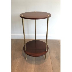 Brass and Mahogany Two Tiers Gueridon by Maison Jansen