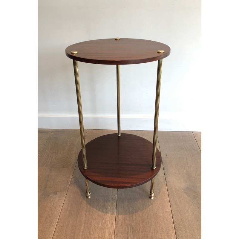 Brass and Mahogany Two Tiers Gueridon by Maison Jansen