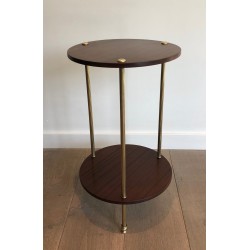 Brass and Mahogany Two Tiers Gueridon by Maison Jansen
