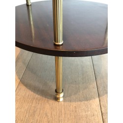 Guéridon en Laiton et Acajou à Double Plateau de la Maison Jansen
