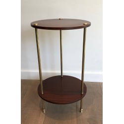 Brass and Mahogany Two Tiers Gueridon by Maison Jansen