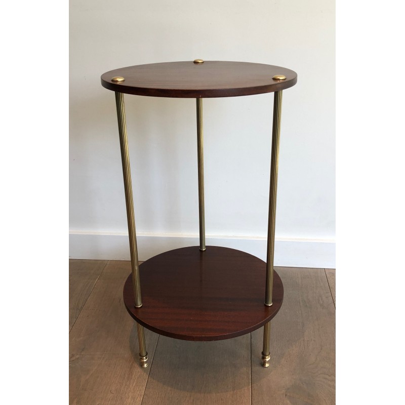 Brass and Mahogany Two Tiers Gueridon by Maison Jansen