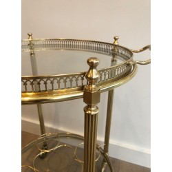 Table Roulante Ronde en Laiton Dans le Goût de la Maison Jansen