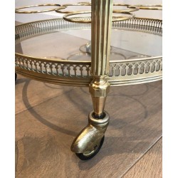 Table Roulante Ronde en Laiton Dans le Goût de la Maison Jansen