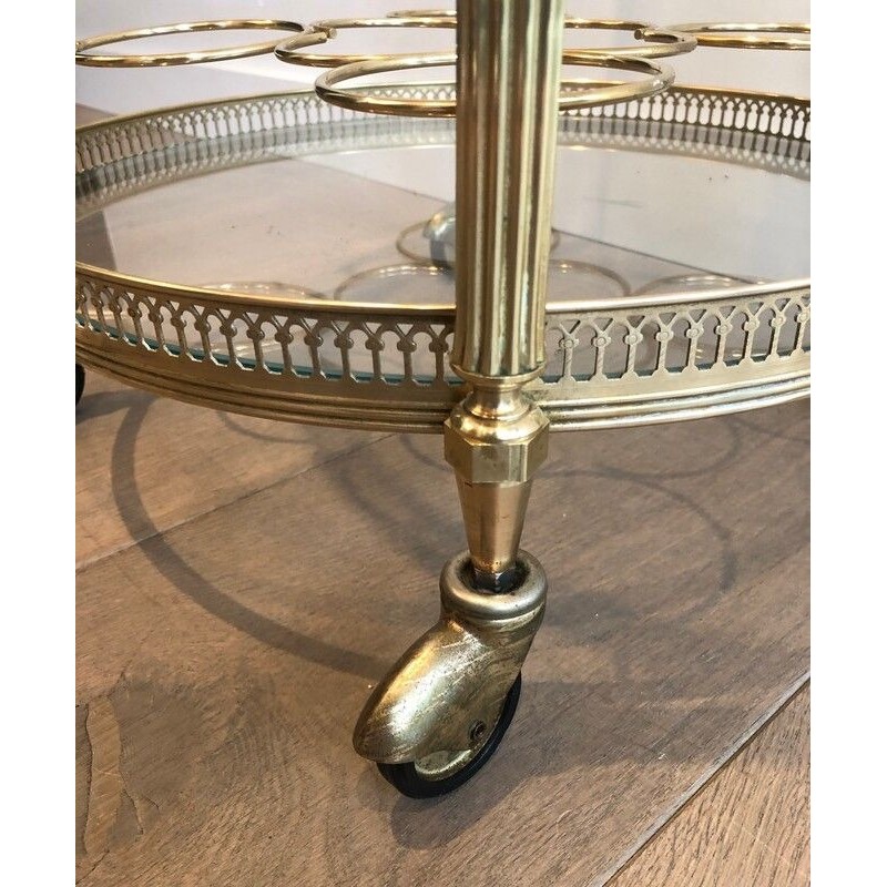Table Roulante Ronde en Laiton Dans le Goût de la Maison Jansen