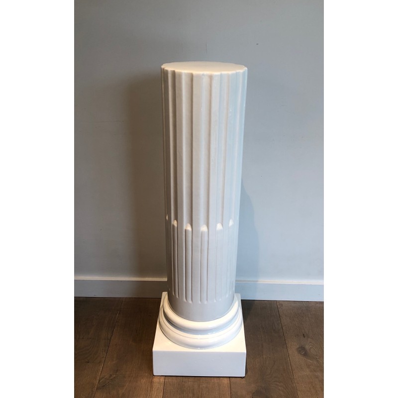 Pair of Louis XVI Style Fluted White Porcelain Columns