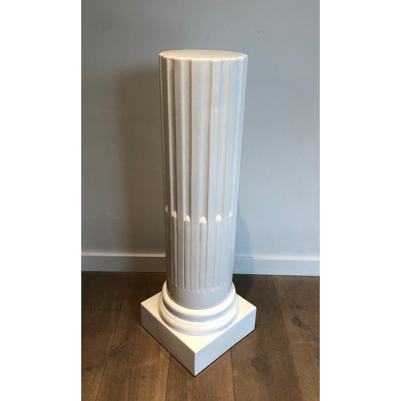 Pair of Louis XVI Style Fluted White Porcelain Columns