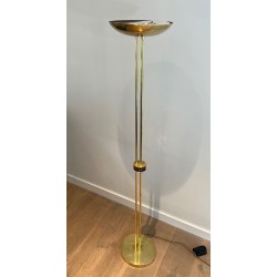 Lampadaire Design en Laiton Style Art Déco, Travail Français, vers 1970