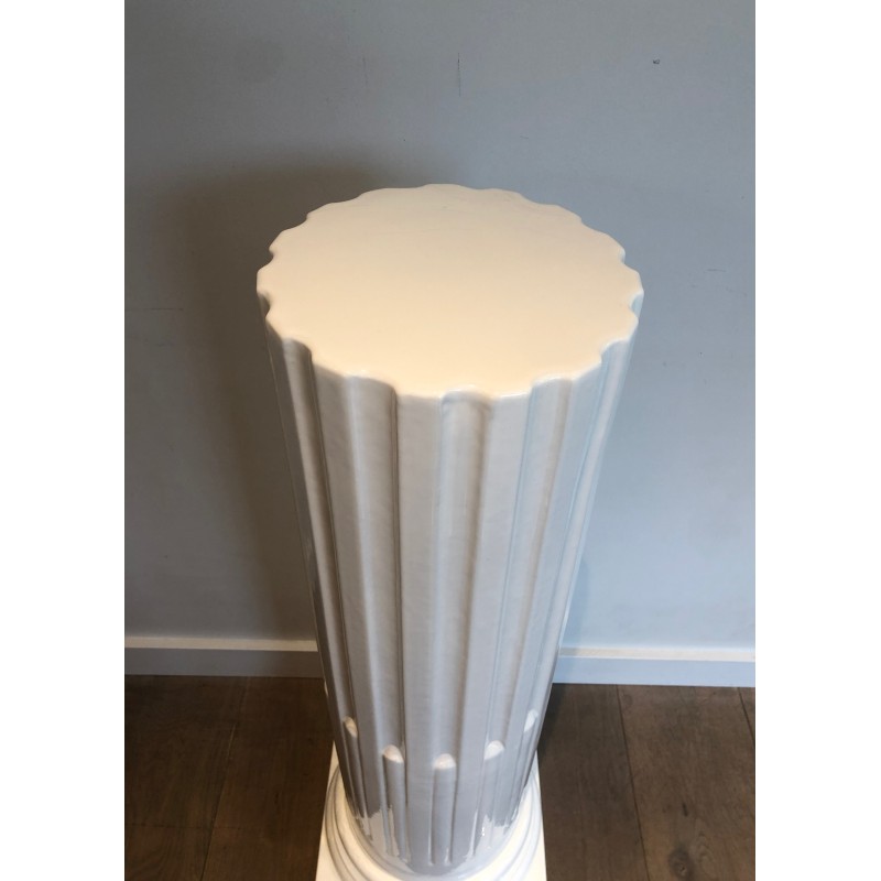 Paire de Colonnes de Style Louis XVI en Porcelaine Blanche