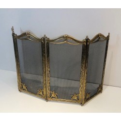 Arts & Crafts 4 Panels Bronze and Grilling Fireplace Screen