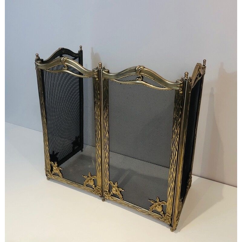 Arts & Crafts 4 Panels Bronze and Grilling Fireplace Screen