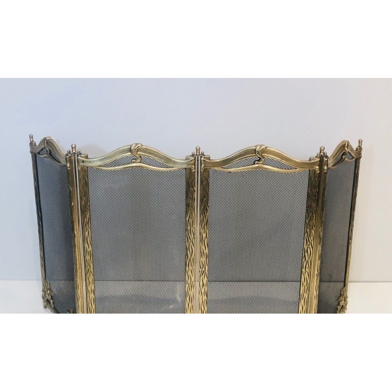 Arts & Crafts 4 Panels Bronze and Grilling Fireplace Screen