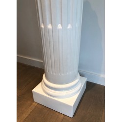 Pair of Louis XVI Style Fluted White Porcelain Columns