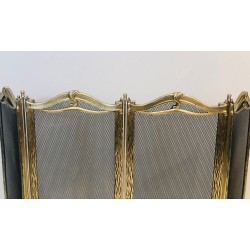 Arts & Crafts 4 Panels Bronze and Grilling Fireplace Screen
