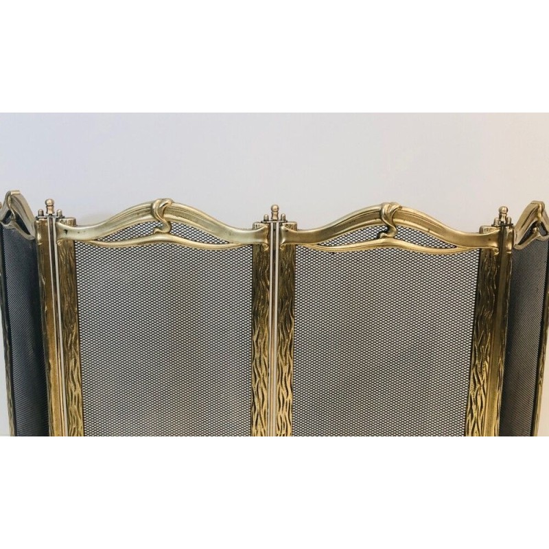Arts & Crafts 4 Panels Bronze and Grilling Fireplace Screen