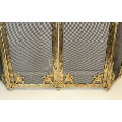 Arts & Crafts 4 Panels Bronze and Grilling Fireplace Screen