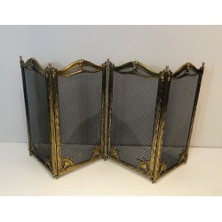 Arts & Crafts 4 Panels Bronze and Grilling Fireplace Screen