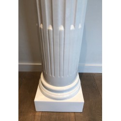Pair of Louis XVI Style Fluted White Porcelain Columns