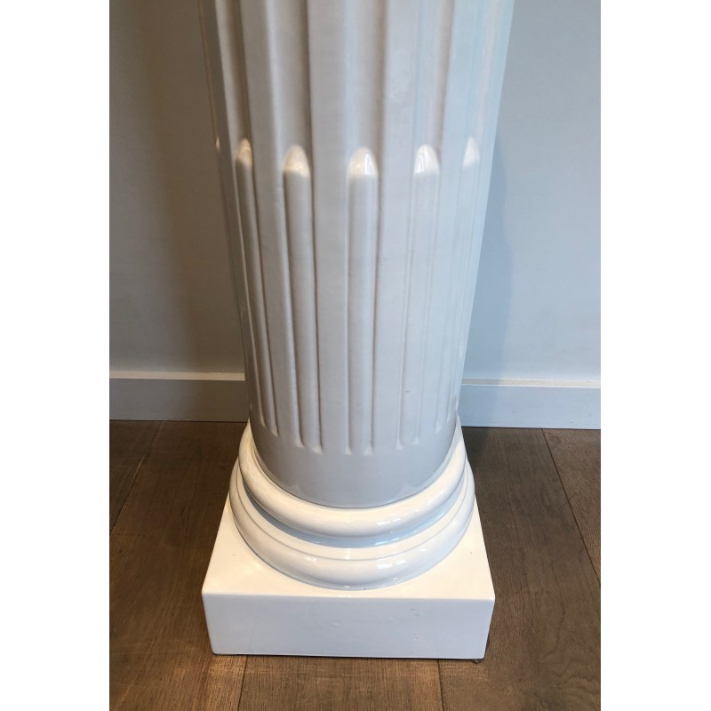 Pair of Louis XVI Style Fluted White Porcelain Columns