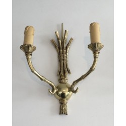Rare Pair of Faux-Bamboo Bronze Wall Sconces by Maison Baguès