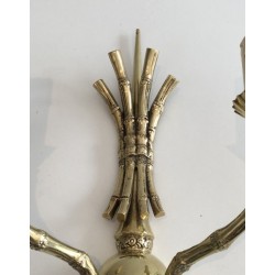 Rare Pair of Faux-Bamboo Bronze Wall Sconces by Maison Baguès