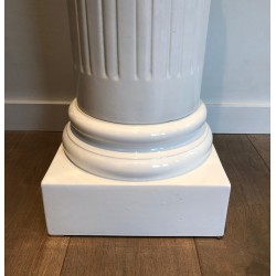 Pair of Louis XVI Style Fluted White Porcelain Columns