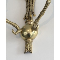 Rare Pair of Faux-Bamboo Bronze Wall Sconces by Maison Baguès