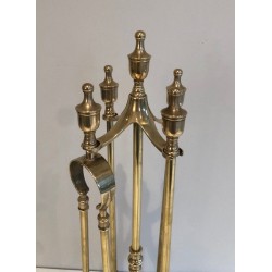 Neoclassical Style Brass Fireplace Tools