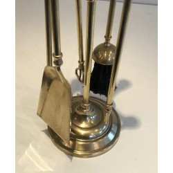 Neoclassical Style Brass Fireplace Tools