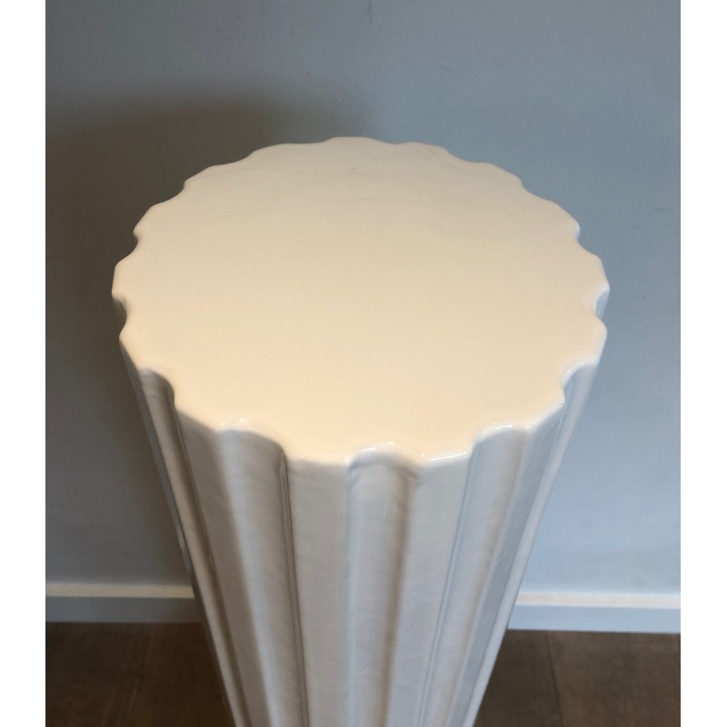Pair of Louis XVI Style Fluted White Porcelain Columns