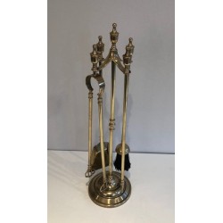 Neoclassical Style Brass Fireplace Tools