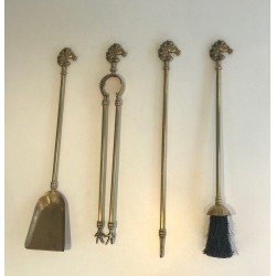 Nécessaire de Feu en Laiton Modèle Tête de Cheval