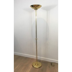 Lampadaire de Parquet Design en Laiton Doré et Plexiglass