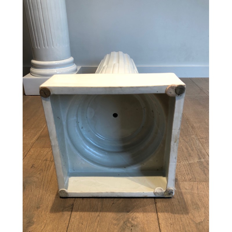 Pair of Louis XVI Style Fluted White Porcelain Columns