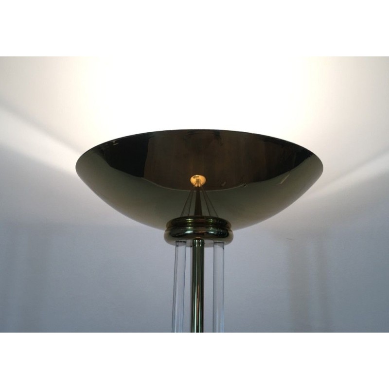 Lampadaire de Parquet Design en Laiton Doré et Plexiglass