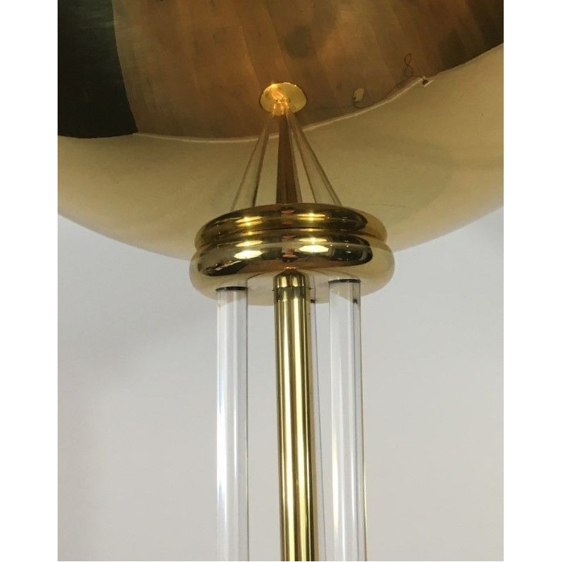 Lampadaire de Parquet Design en Laiton Doré et Plexiglass
